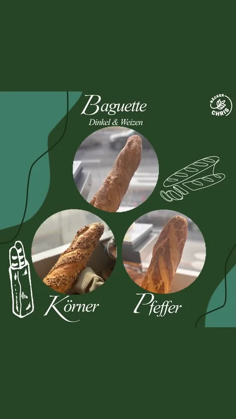 Baguette Dinkel & Weizen, Baguette Körner und Baguette Pfeffer